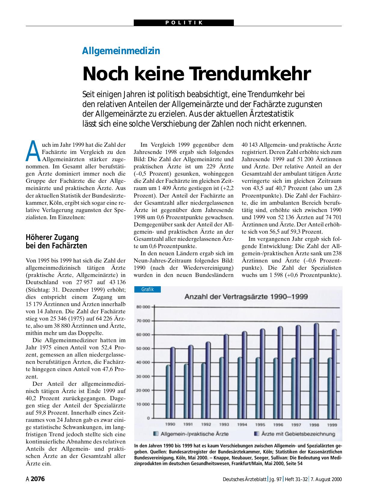 Vorschauseite 1: Allgemeinmedizin: Noch keine Trendumkehr