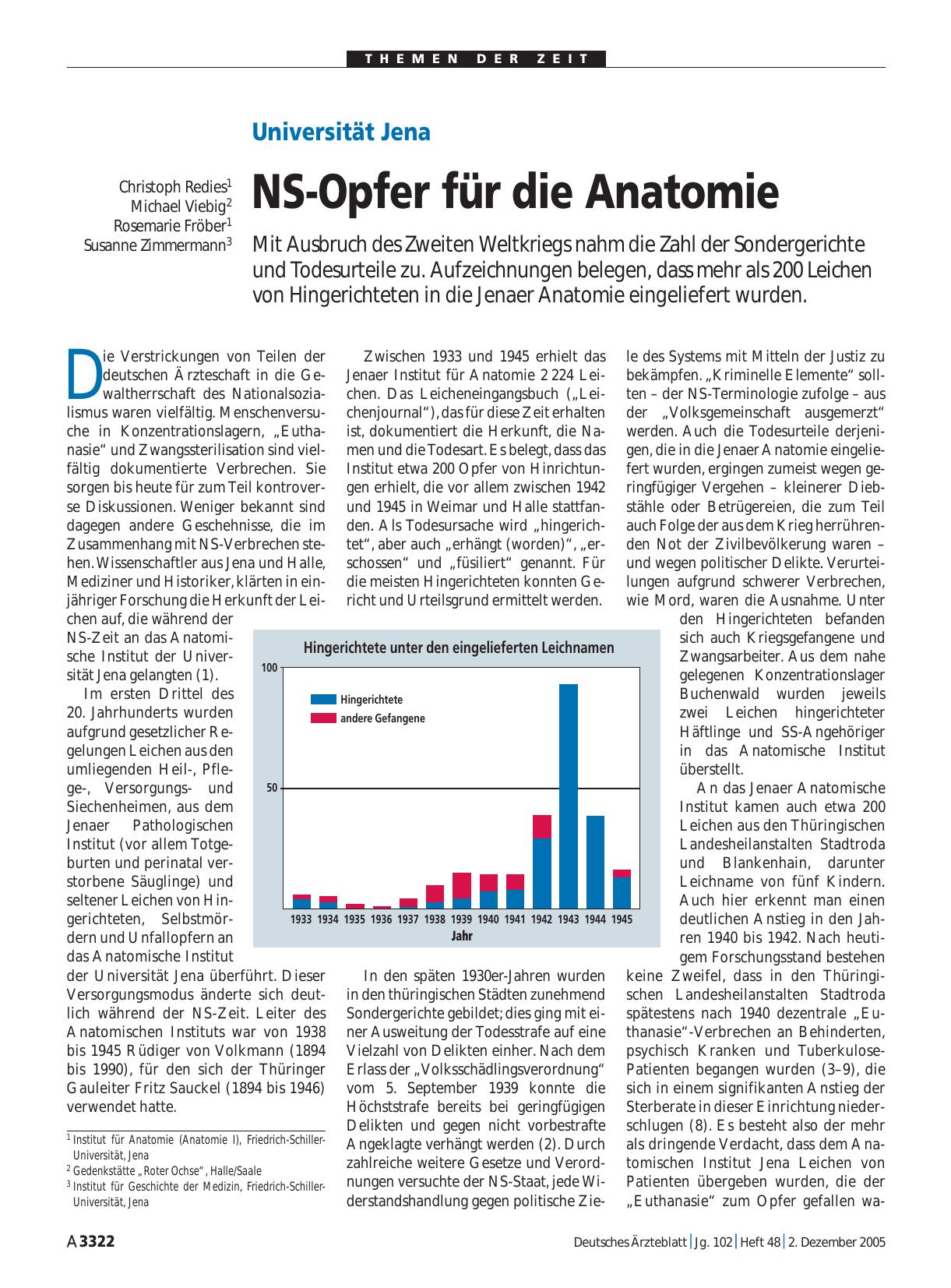 Vorschauseite 1: Universität Jena: NS-Opfer für die Anatomie