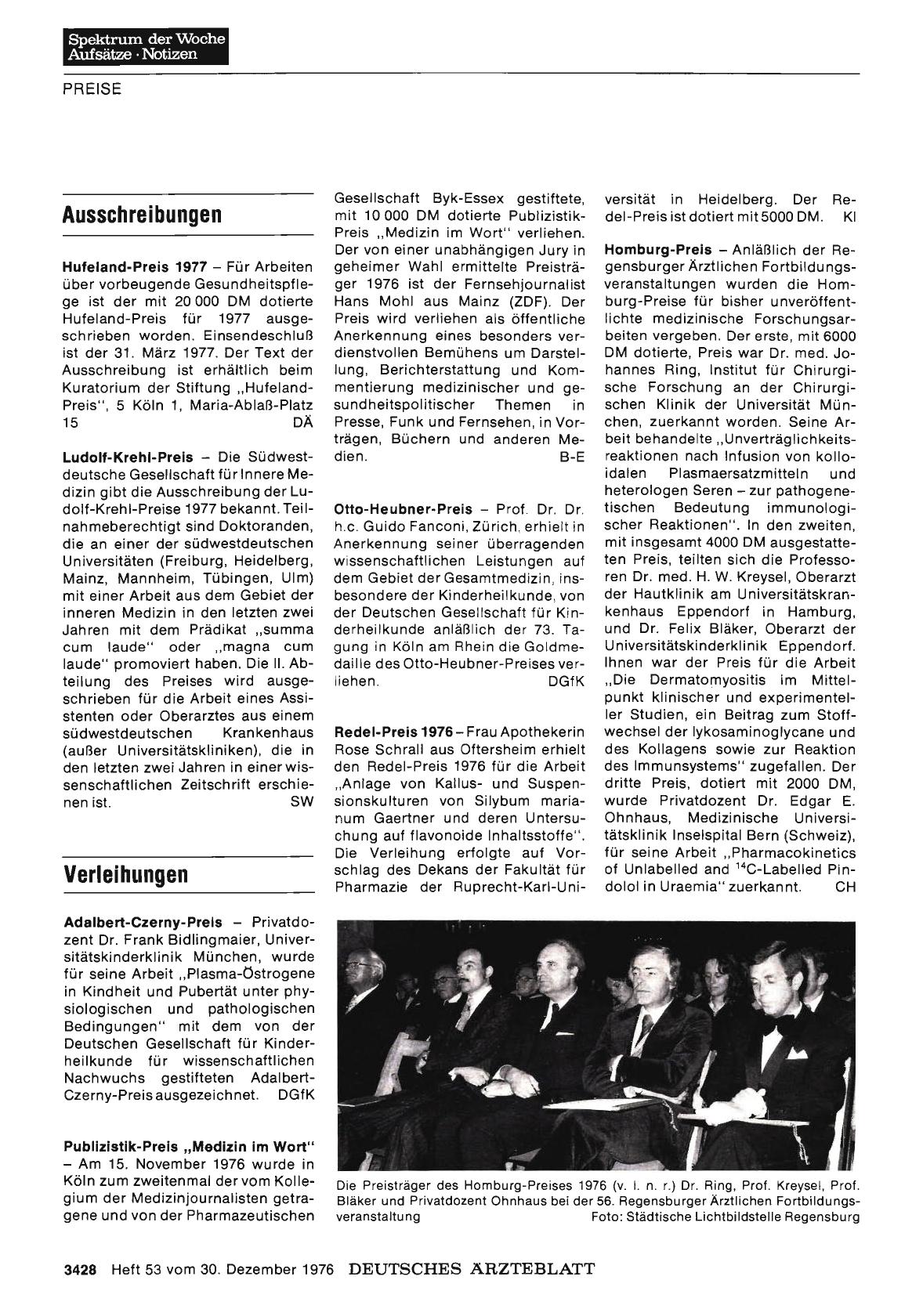 Vorschauseite 1: Verleihungen