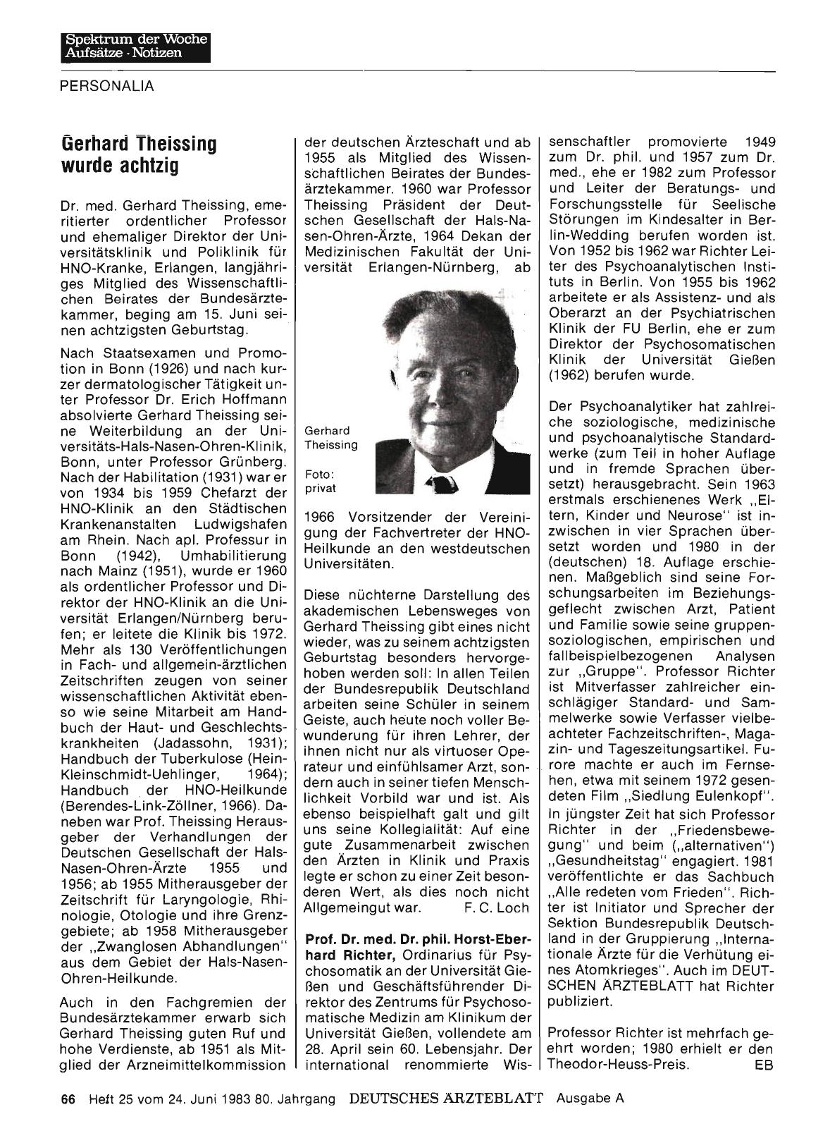 Vorschauseite 1: Gerhard Theissing wurde achtzig