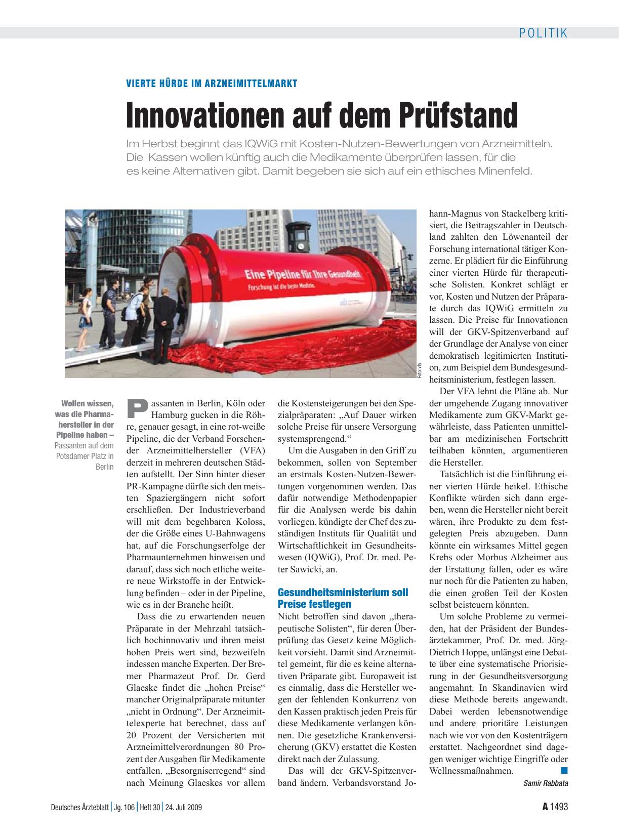 Vorschauseite 1: Vierte Hürde im Arzneimittelmarkt: Innovationen auf dem Prüfstand