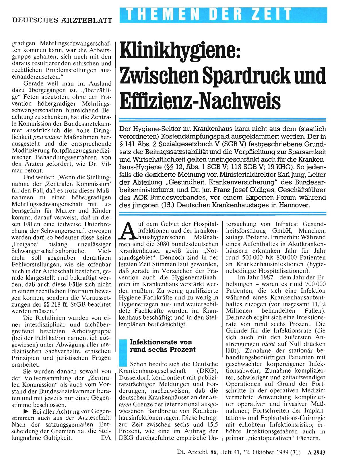 Vorschauseite 1: Klinikhygiene: Zwischen Spardruck und Effizienz-Nachweis