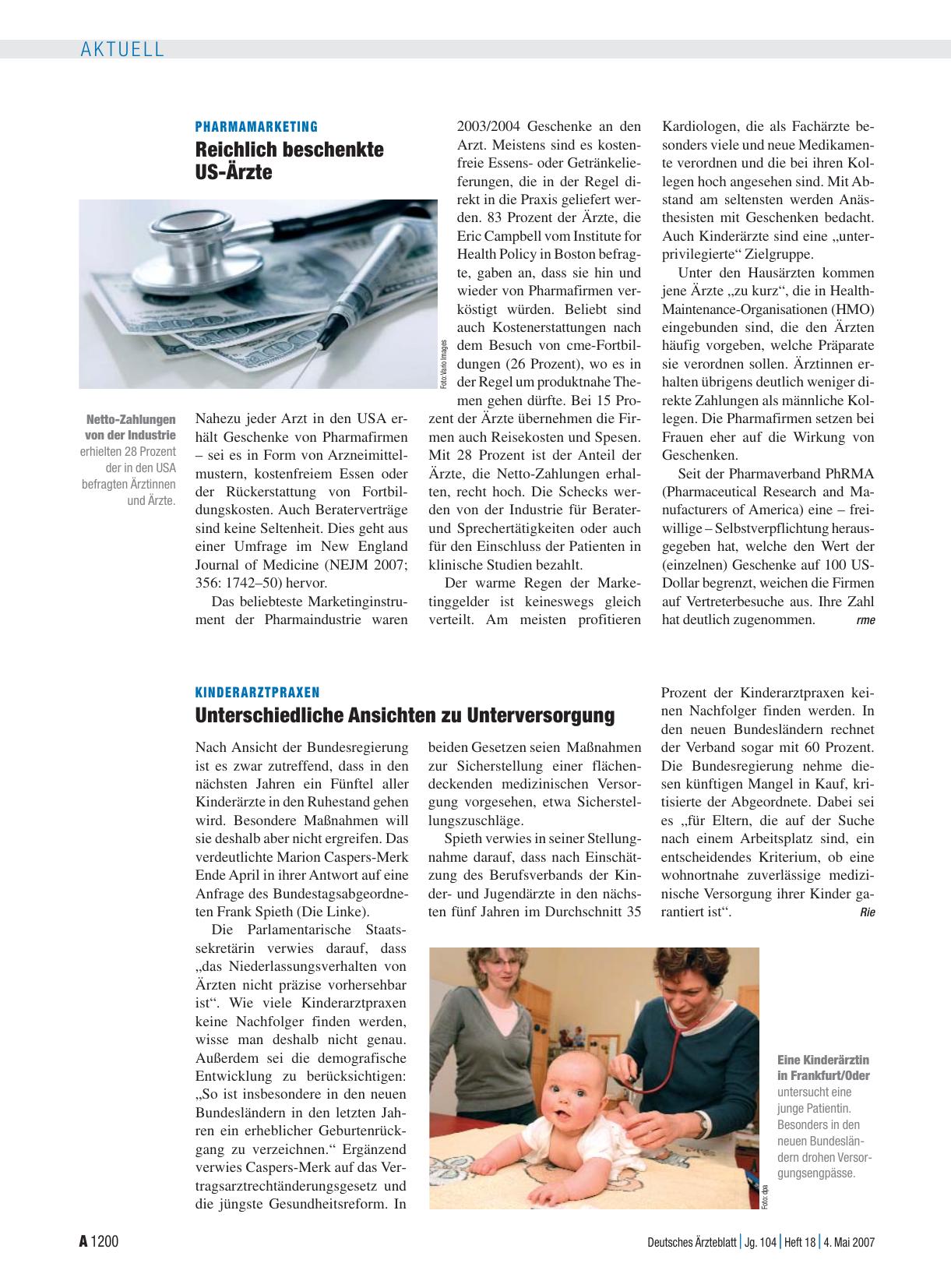 Vorschauseite 1: Kinderarztpraxen: Unterschiedliche Ansichten zu Unterversorgung