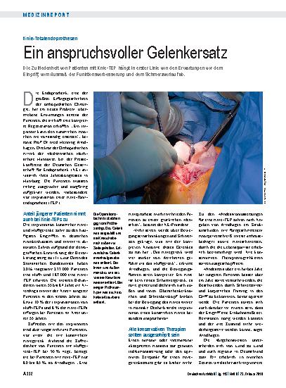 Vorschauseite 1: Knie-Totalendoprothesen: Ein anspruchsvoller Gelenkersatz
