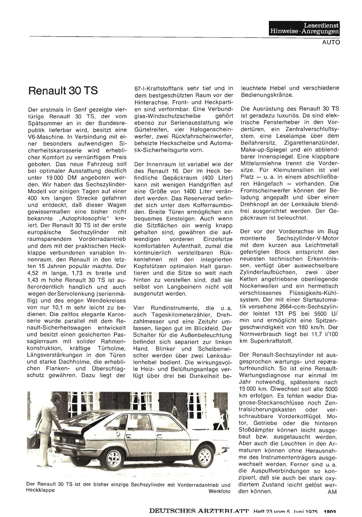 Vorschauseite 1: Renault 30 TS
