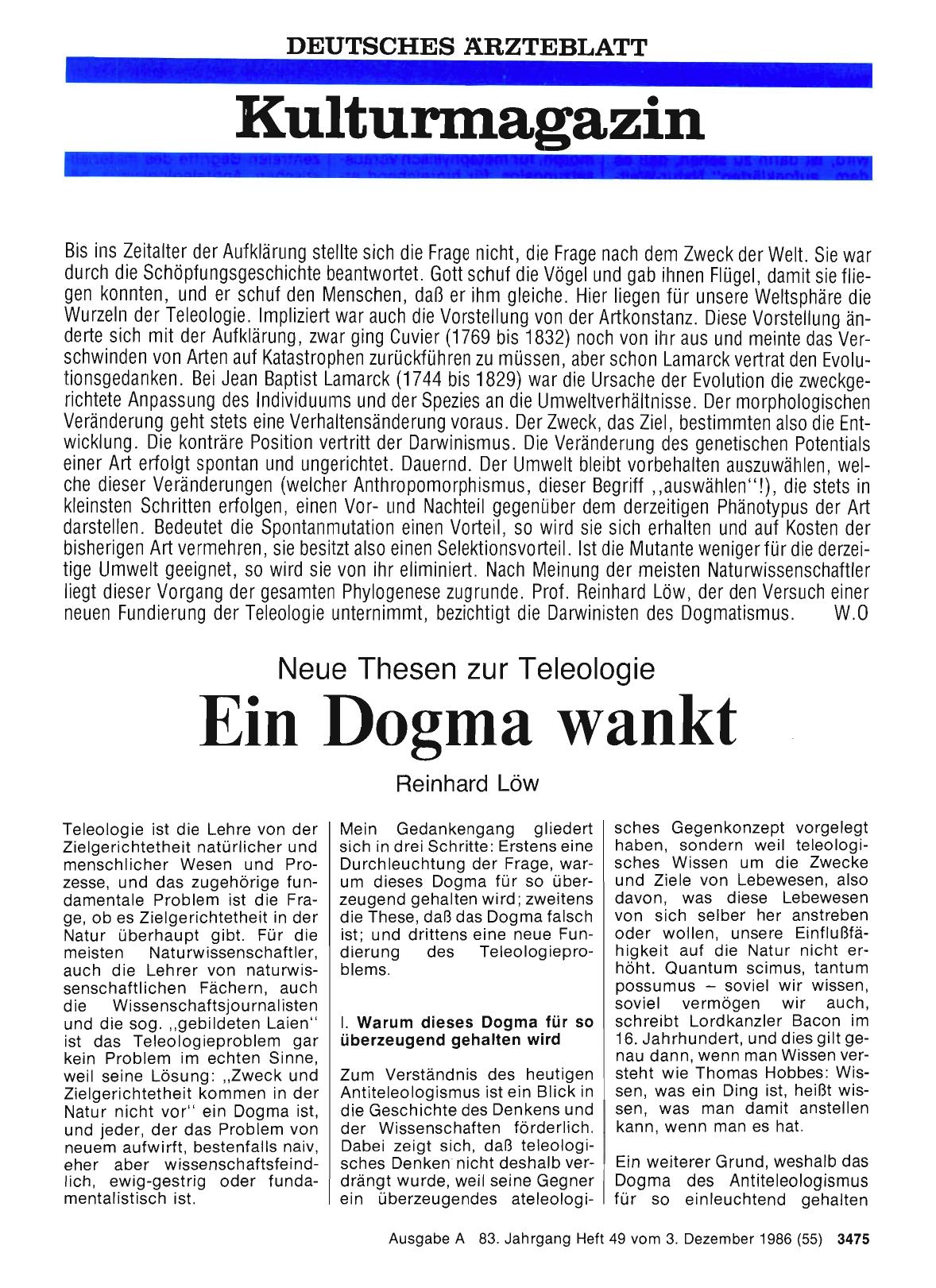 Vorschauseite 1: Neue Thesen zur Teleologie: Ein Dogma wankt