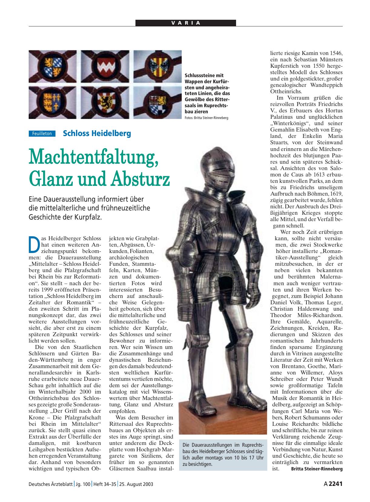 Vorschauseite 1: Schloss Heidelberg: Machtentfaltung, Glanz und Absturz