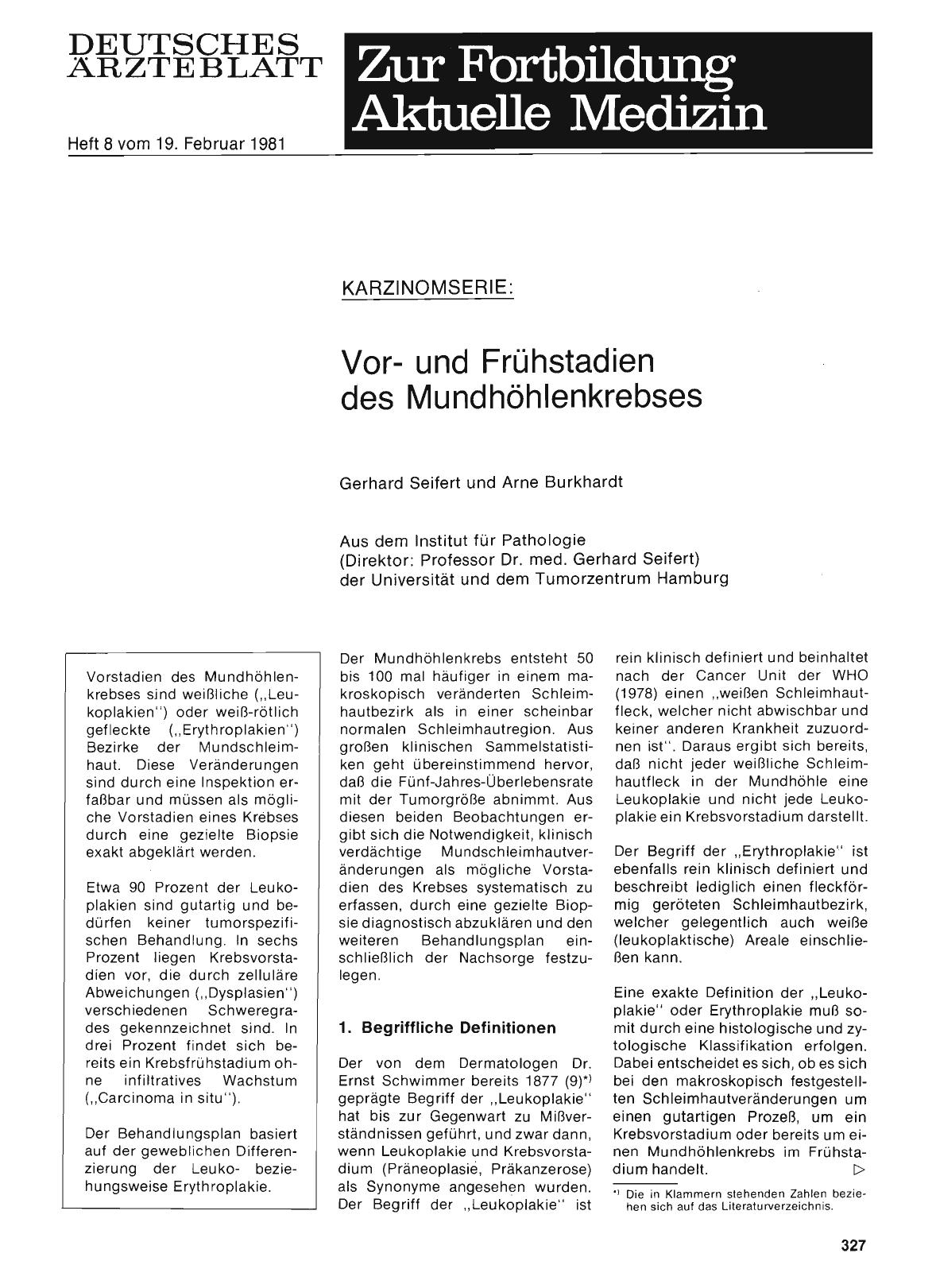 Vorschauseite 1: KARZINOMSERIE: Vorund Frühstadien des Mundhöhlenkrebses