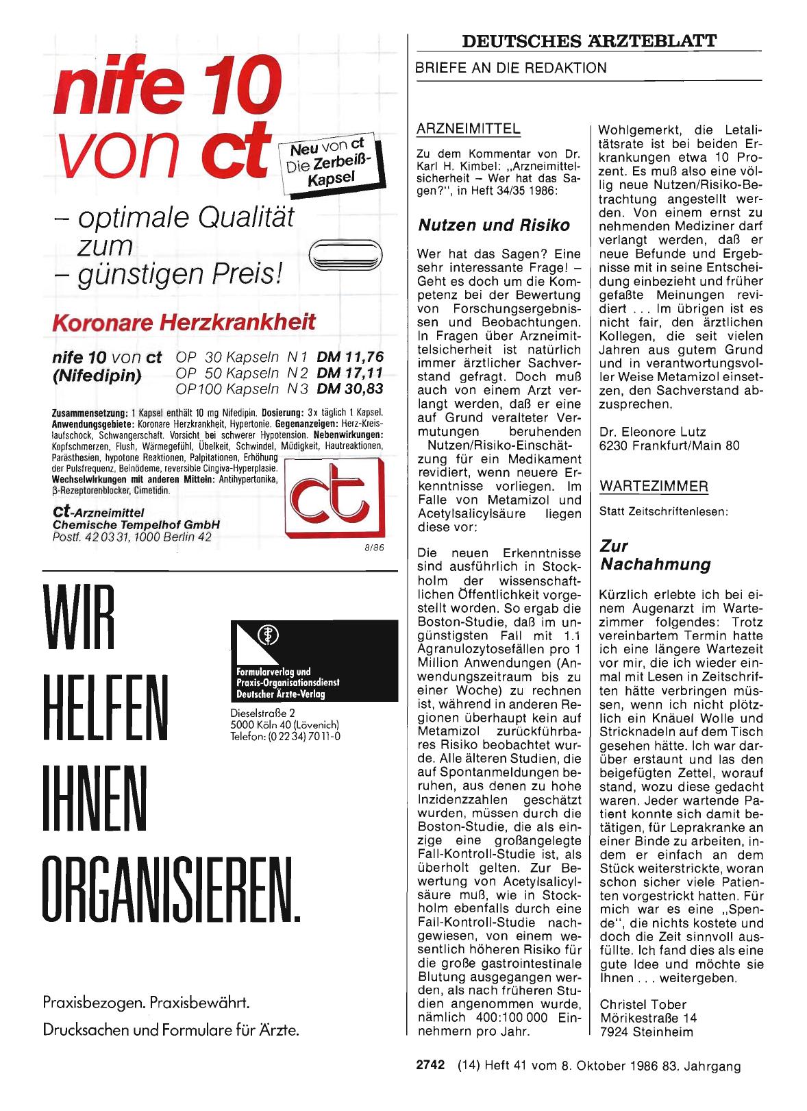 Vorschauseite 1: ARZNEIMITTEL: Nutzen und Risiko