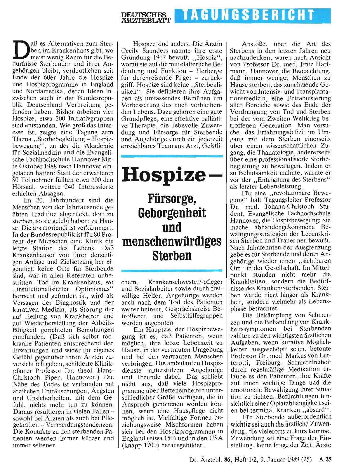 Vorschauseite 1: Hospize – Fürsorge, Geborgenheit und menschenwürdiges Sterben