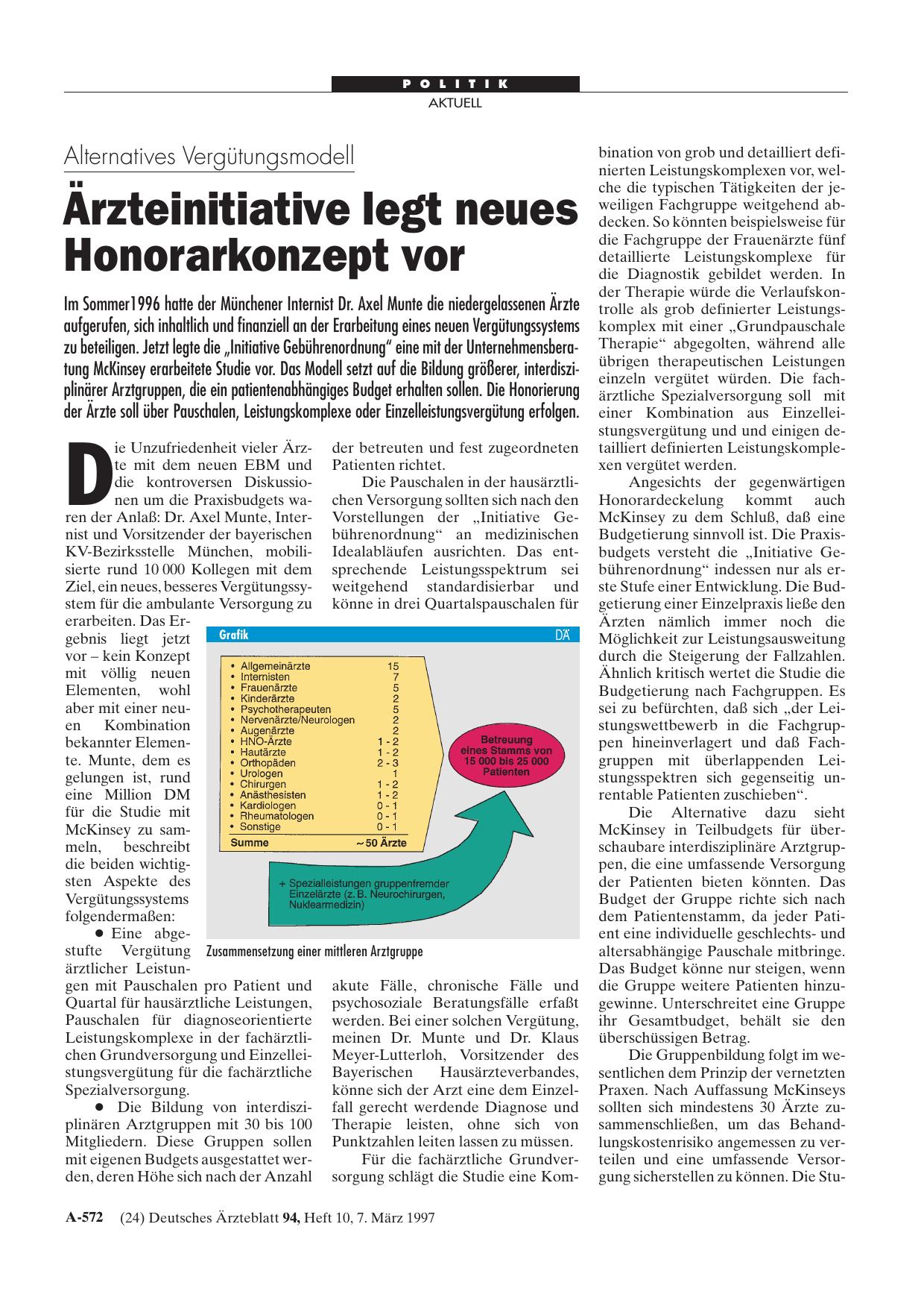 Vorschauseite 1: Alternatives Vergütungsmodell: Ärzteinitiative legt neues Honorarkonzept vor