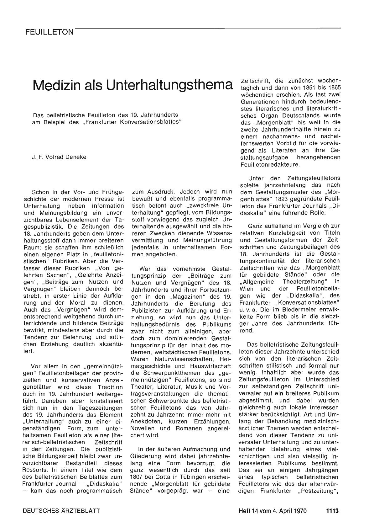Vorschauseite 1: Medizin als Unterhaltungsthema