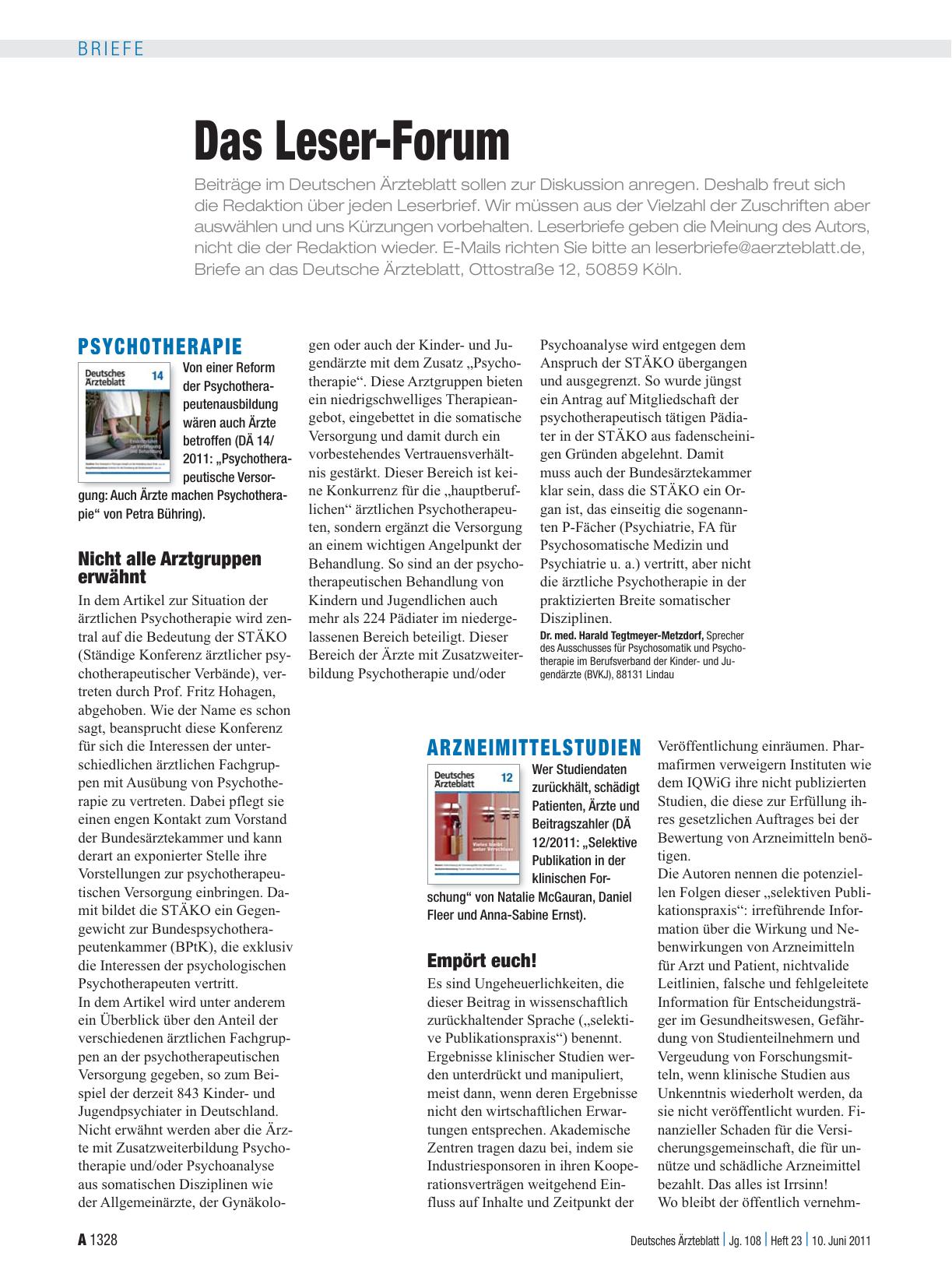 Vorschauseite 1: Psychotherapie: Nicht alle Arztgruppen erwähnt