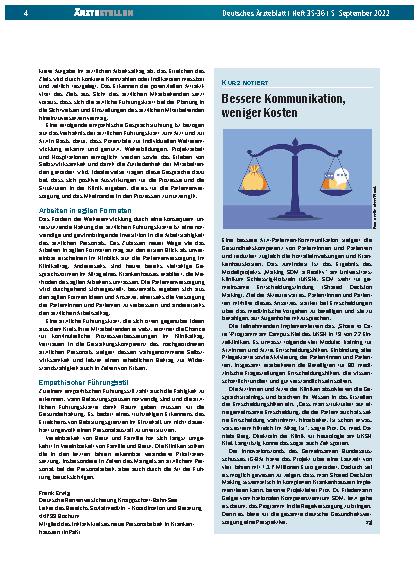 Vorschauseite 1: Kurz notiert: Bessere Kommunikation, weniger Kosten