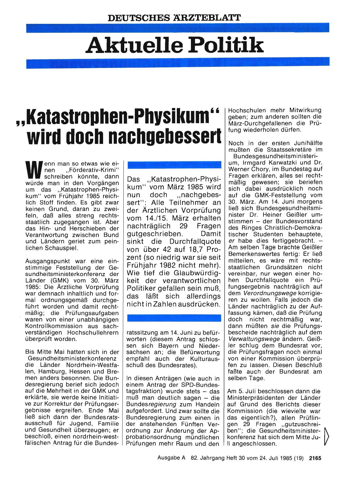 Vorschauseite 1: , Katastrophen-Physikum“ wird doch nachgebessert