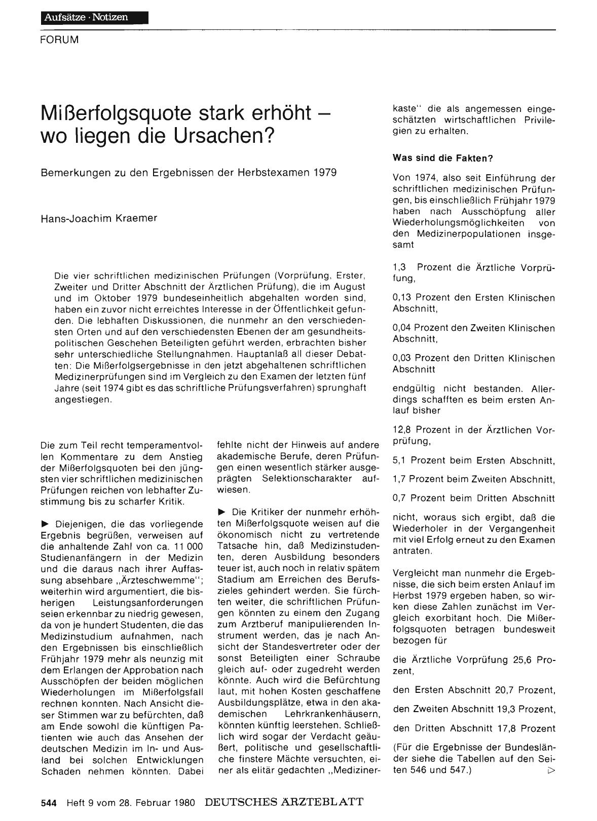 Vorschauseite 1: Mißerfolgsquote stark erhöht — wo liegen die Ursachen?