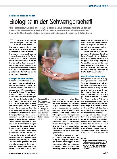 Vorschauseite 1: Fetale und maternale Risiken: Biologika in der Schwangerschaft