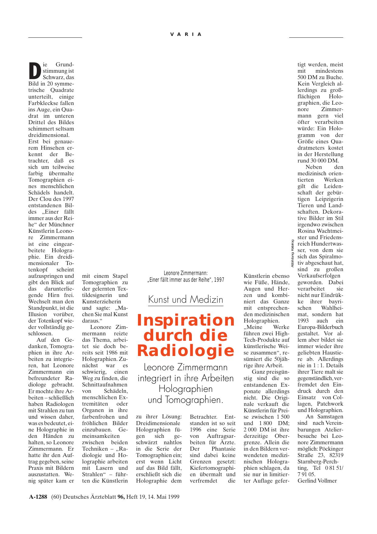 Vorschauseite 1: Kunst und Medizin: Inspiration durch die Radiologie