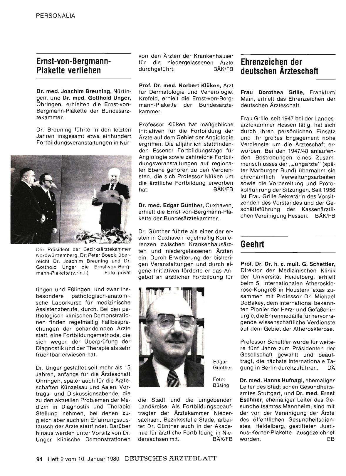 Vorschauseite 1: Ernst-von-Bergmann-Plakette verliehen