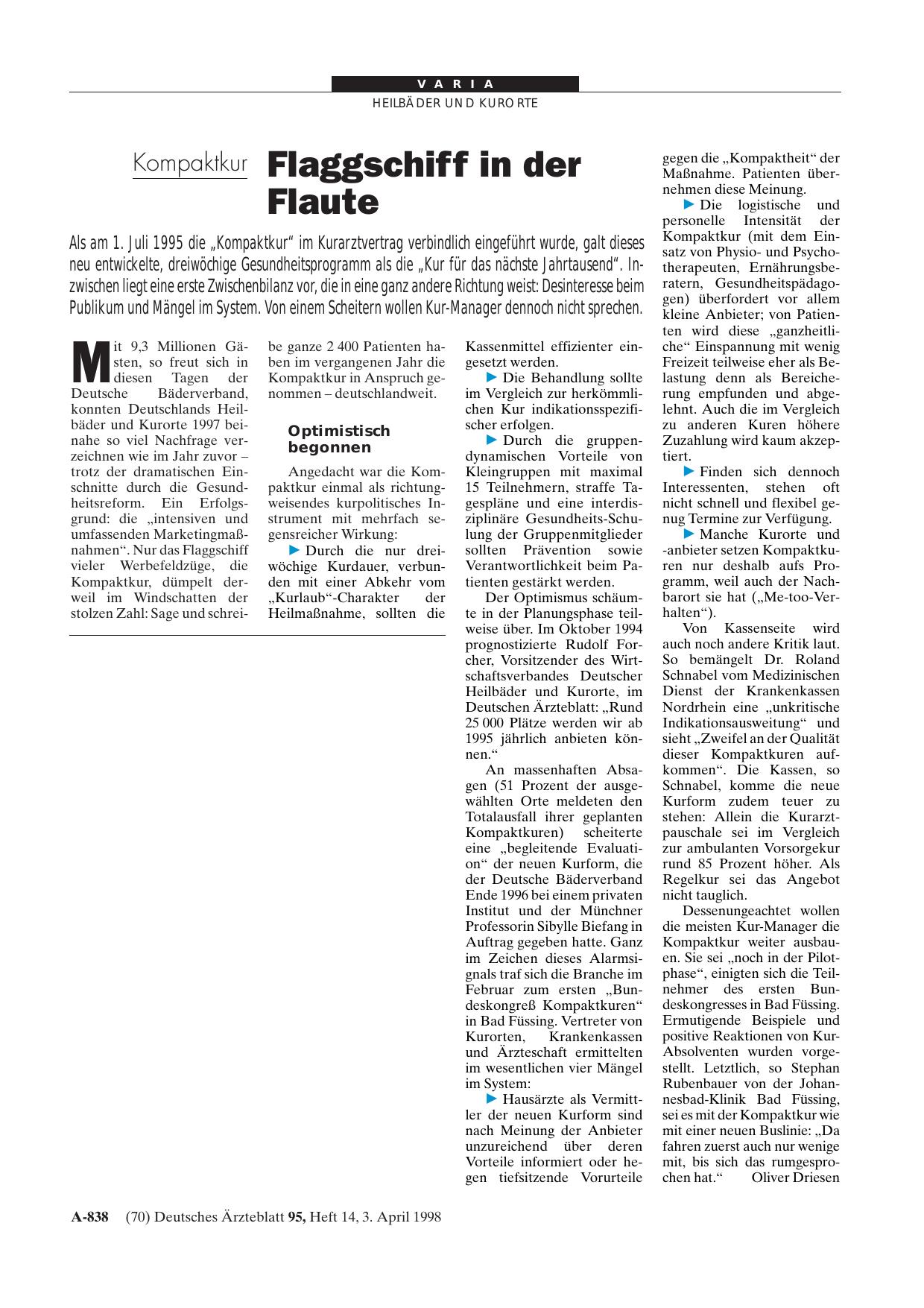 Vorschauseite 1: Kompaktkur: Flaggschiff in der Flaute