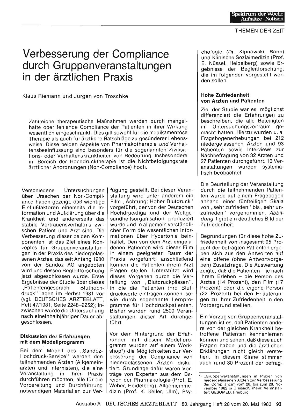 Vorschauseite 1: Verbesserung der Compliance durch Gruppenveranstaltungen in der ärztlichen Praxis
