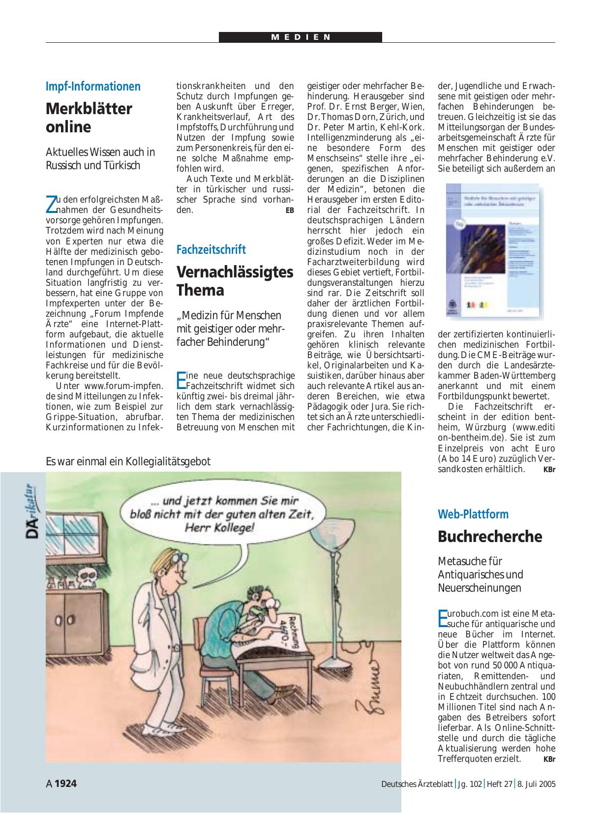Vorschauseite 1: Fachzeitschrift: Vernachlässigtes Thema