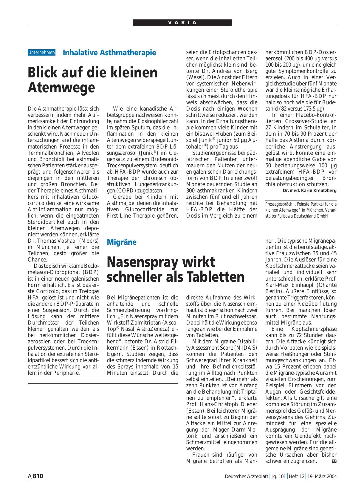 Vorschauseite 1: Migräne: Nasenspray wirkt schneller als Tabletten