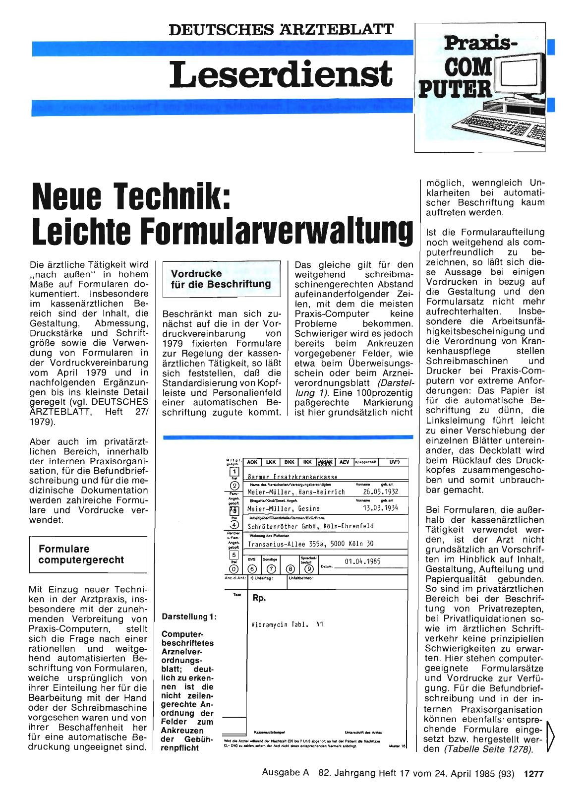 Vorschauseite 1: Neue Technik: Leichte Formularverwaltung