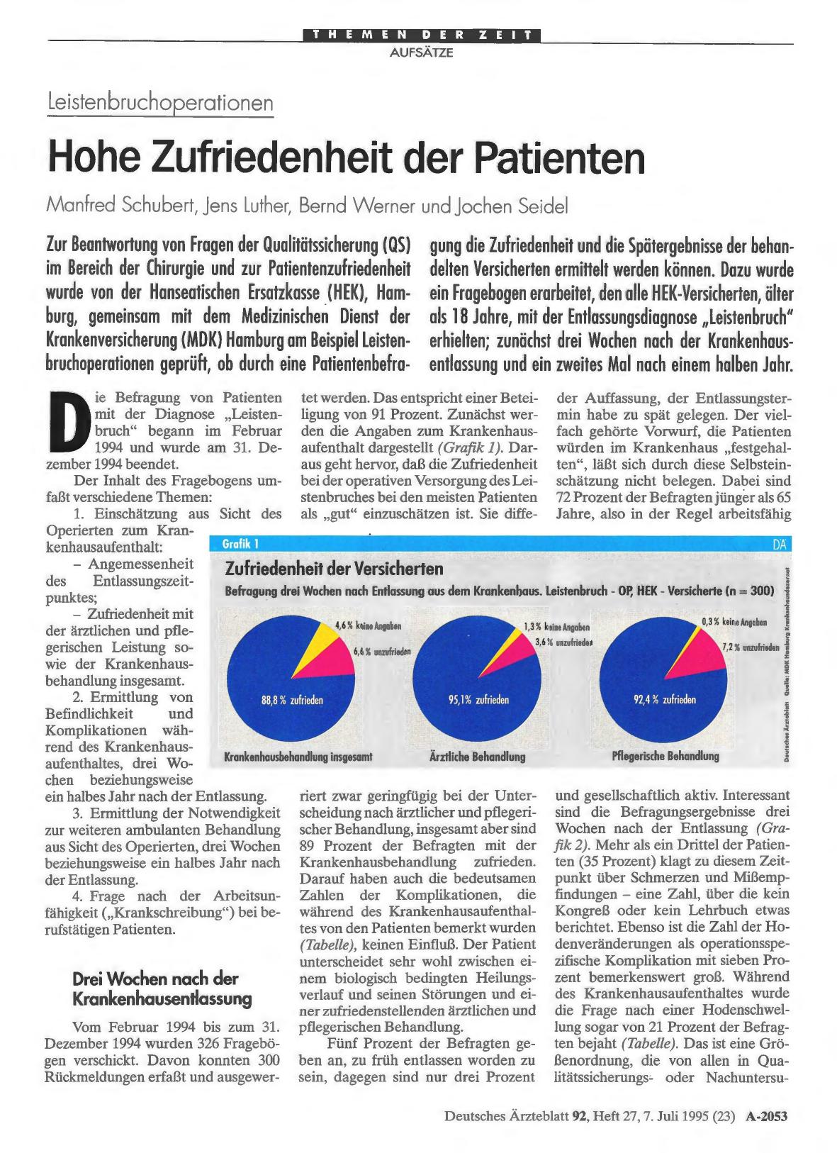 Vorschauseite 1: Leistenbruchoperationen: Hohe Zufriedenheit der Patienten