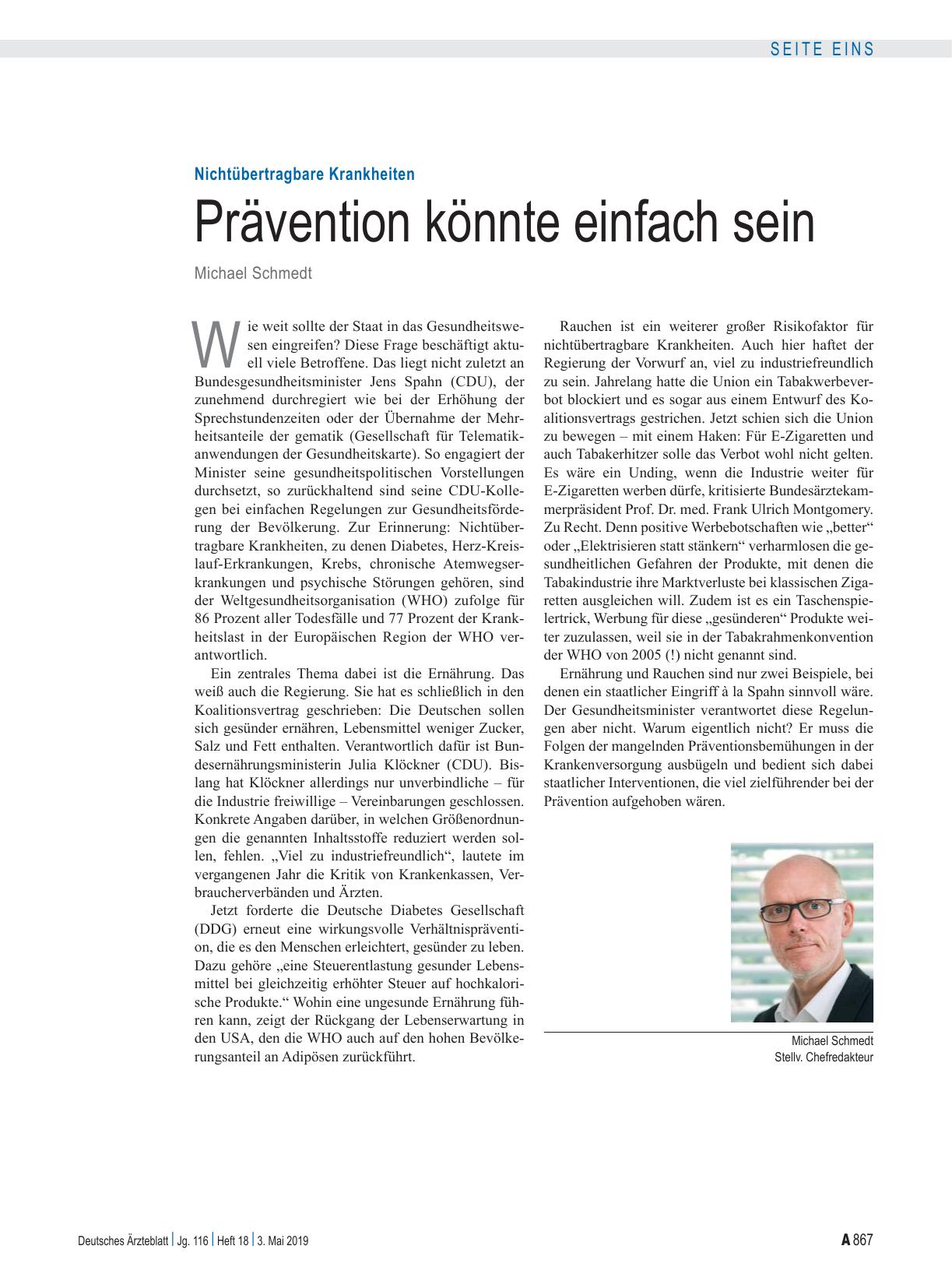 Vorschauseite 1: Nichtübertragbare Krankheiten: Prävention könnte einfach sein