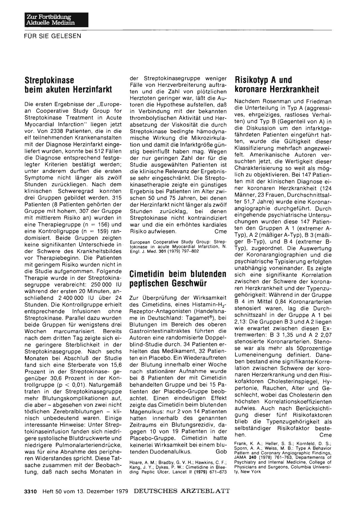 Vorschauseite 1: Streptokinase beim akuten Herzinfarkt