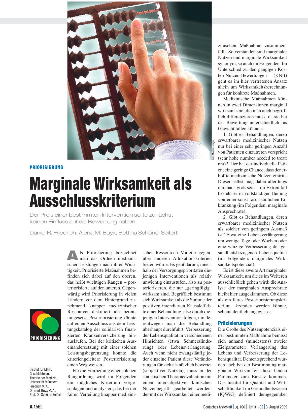 Vorschauseite 1: Priorisierung: Marginale Wirksamkeit als Ausschlusskriterium