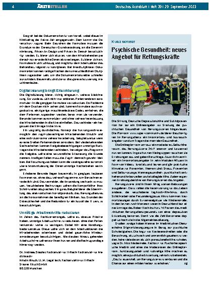 Vorschauseite 1: Psychische Gesundheit: neues Angebot für Rettungskräfte