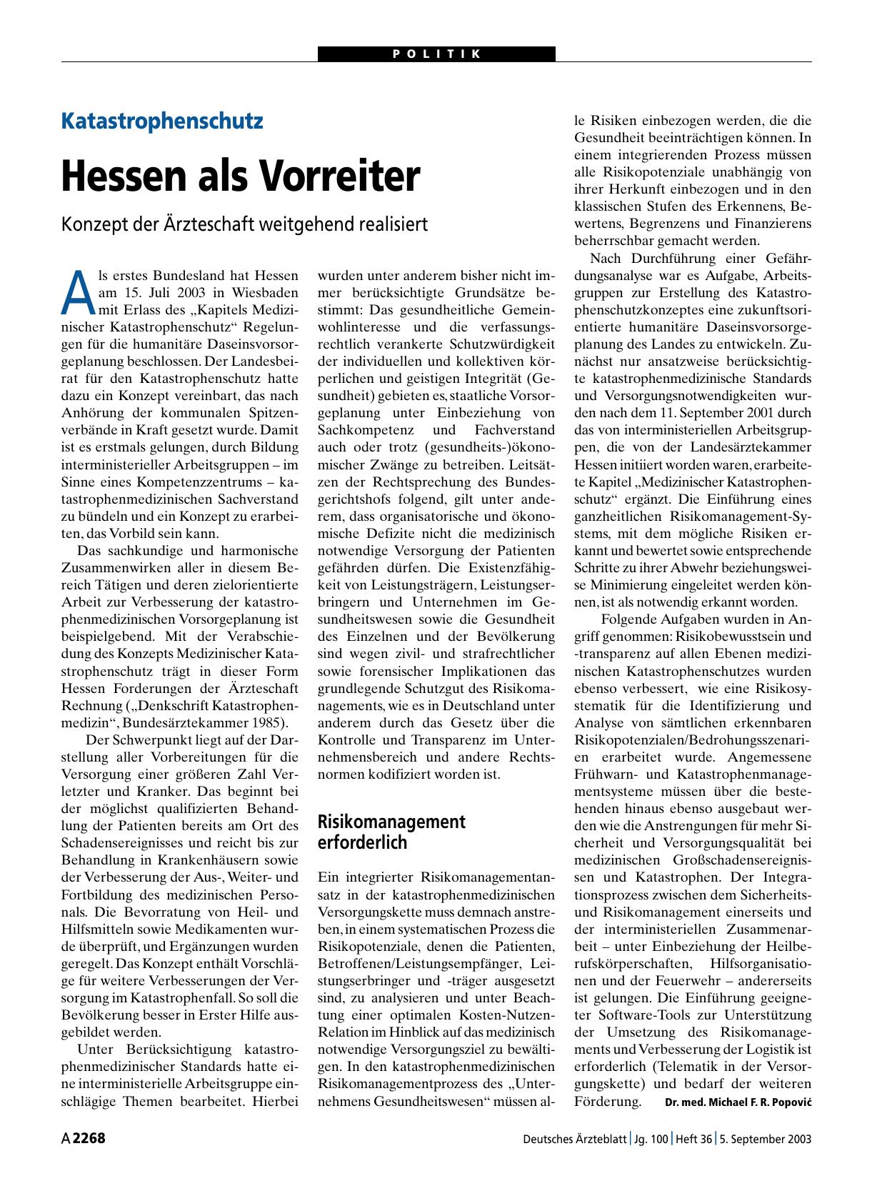 Vorschauseite 1: Katastrophenschutz: Hessen als Vorreiter