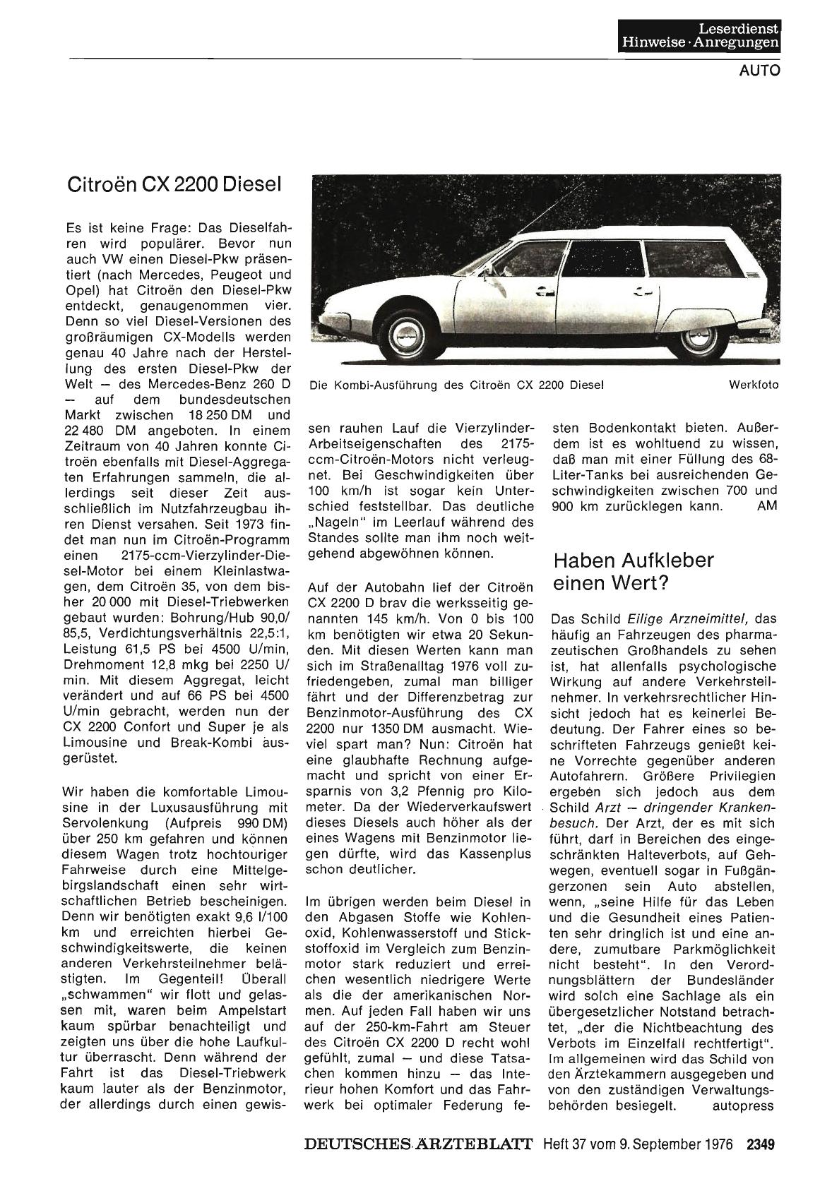 Vorschauseite 1: Citroön CX 2200 Diesel