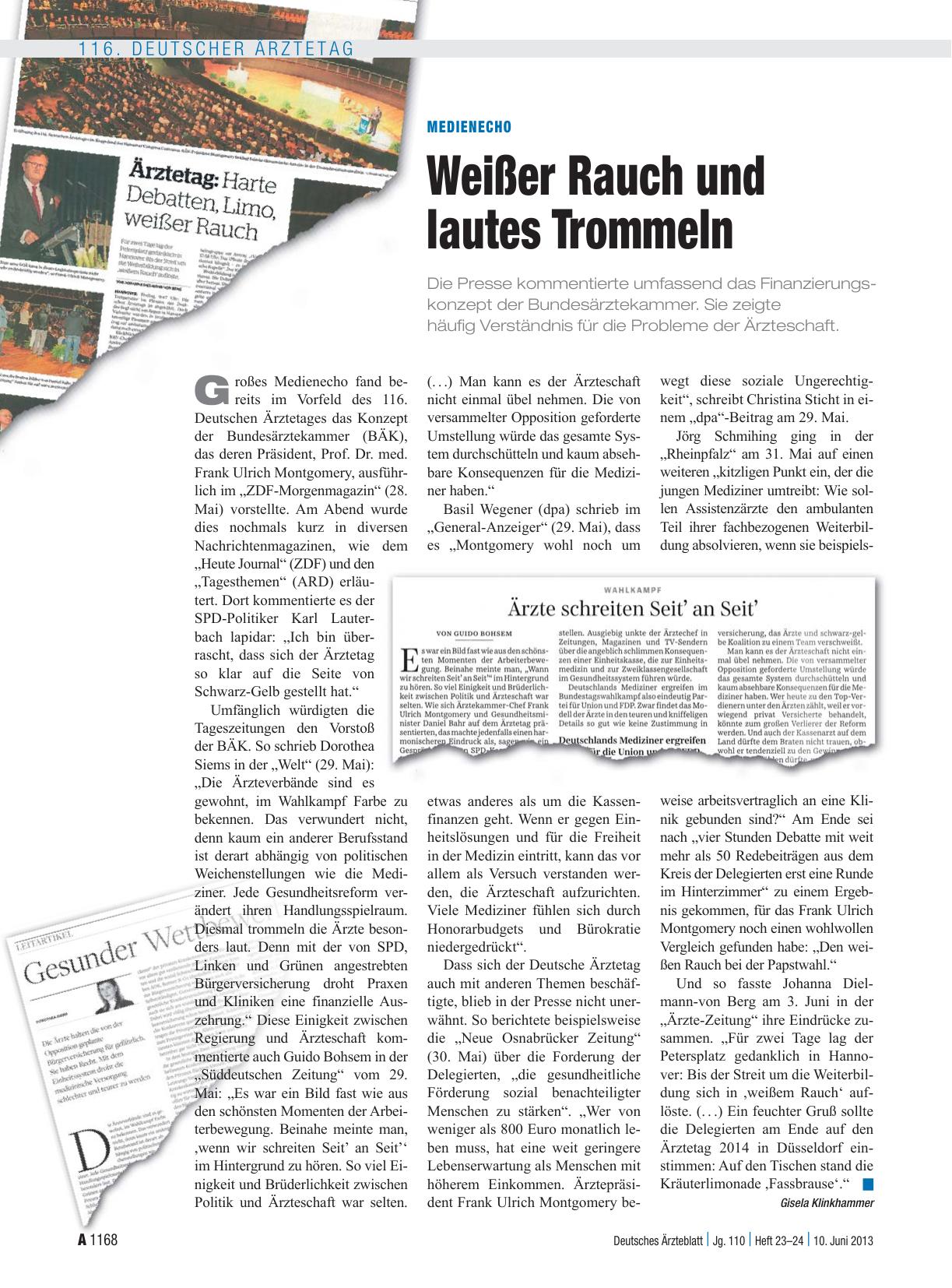 Vorschauseite 1: Medienecho: Weißer Rauch und lautes Trommeln