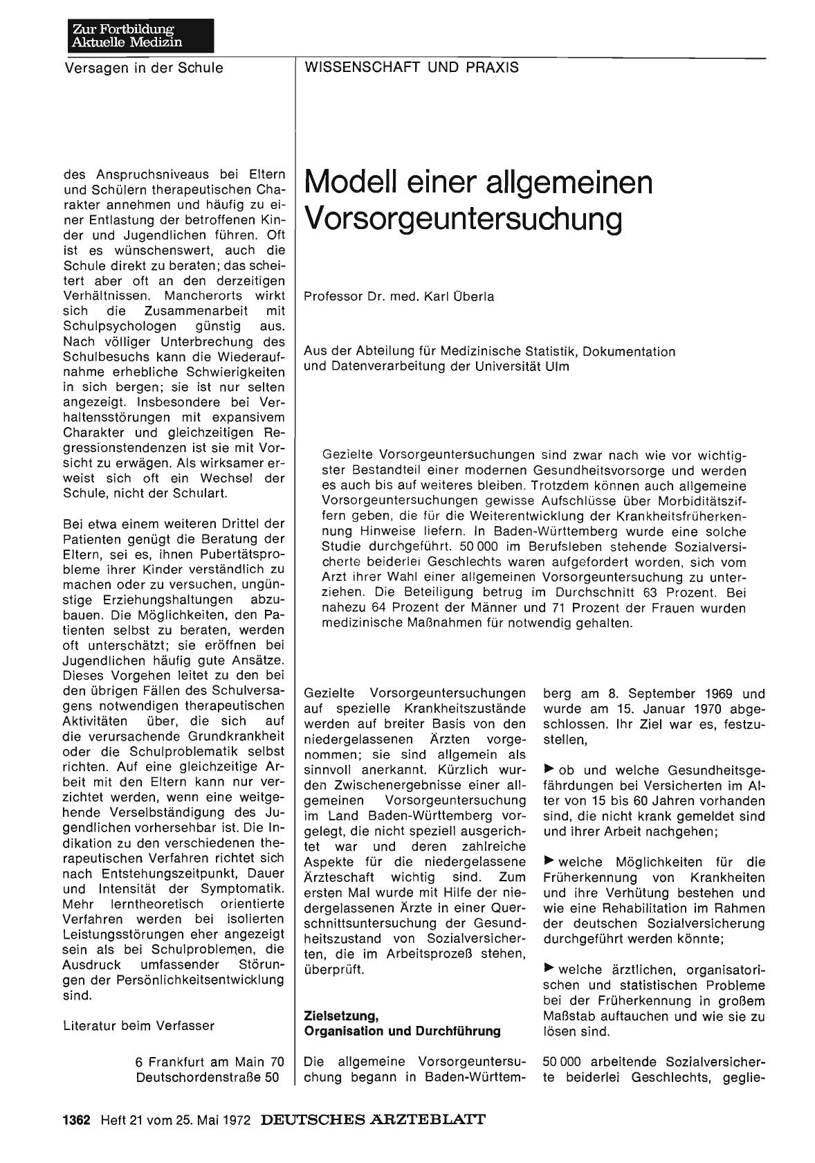 Vorschauseite 1: Modell einer allgemeinen Vorsorgeuntersuchung
