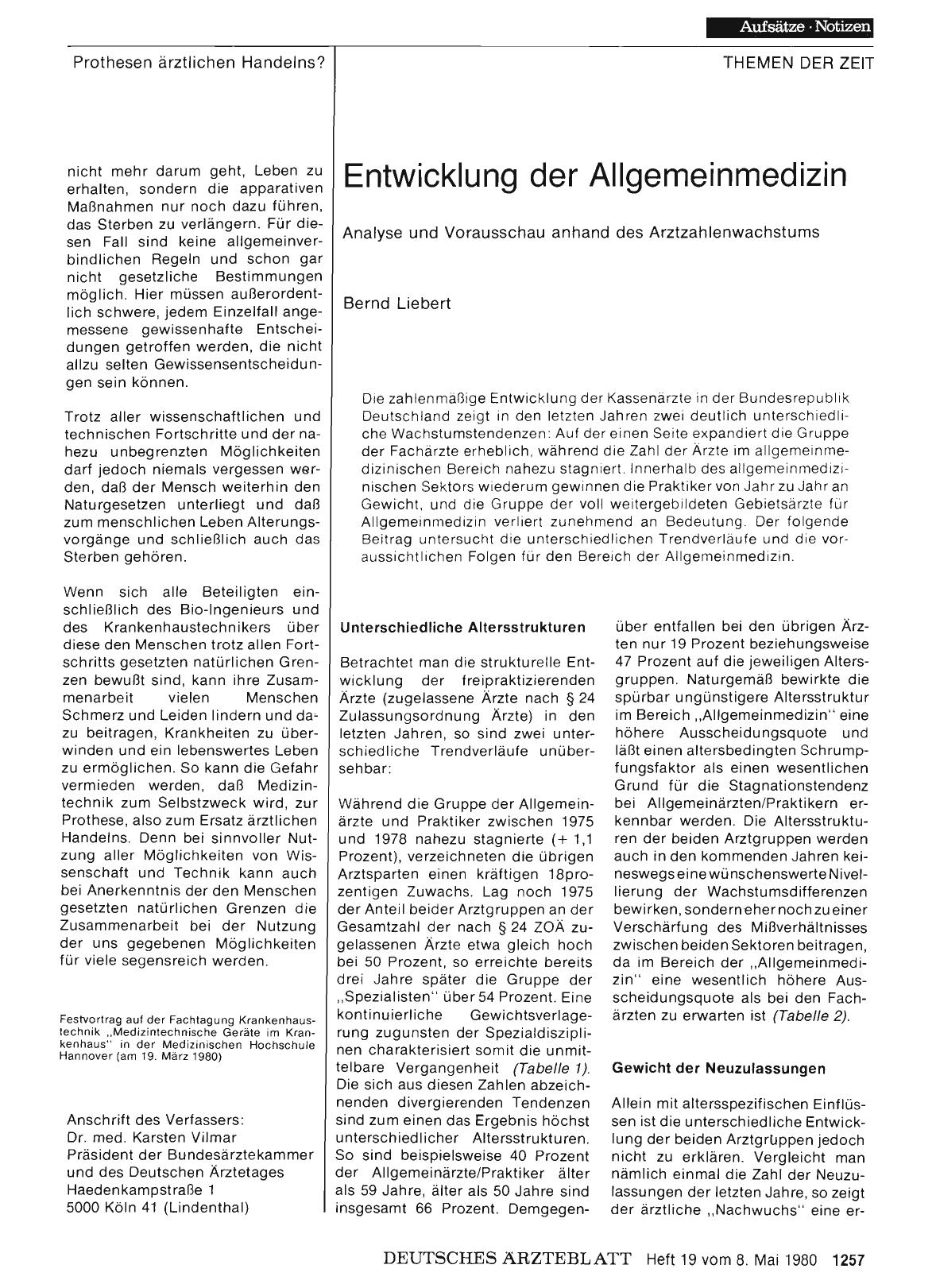 Vorschauseite 1: Entwicklung der Allgemeinmedizin: Analyse und Vorausschau anhand des Arztzahlenwachstums