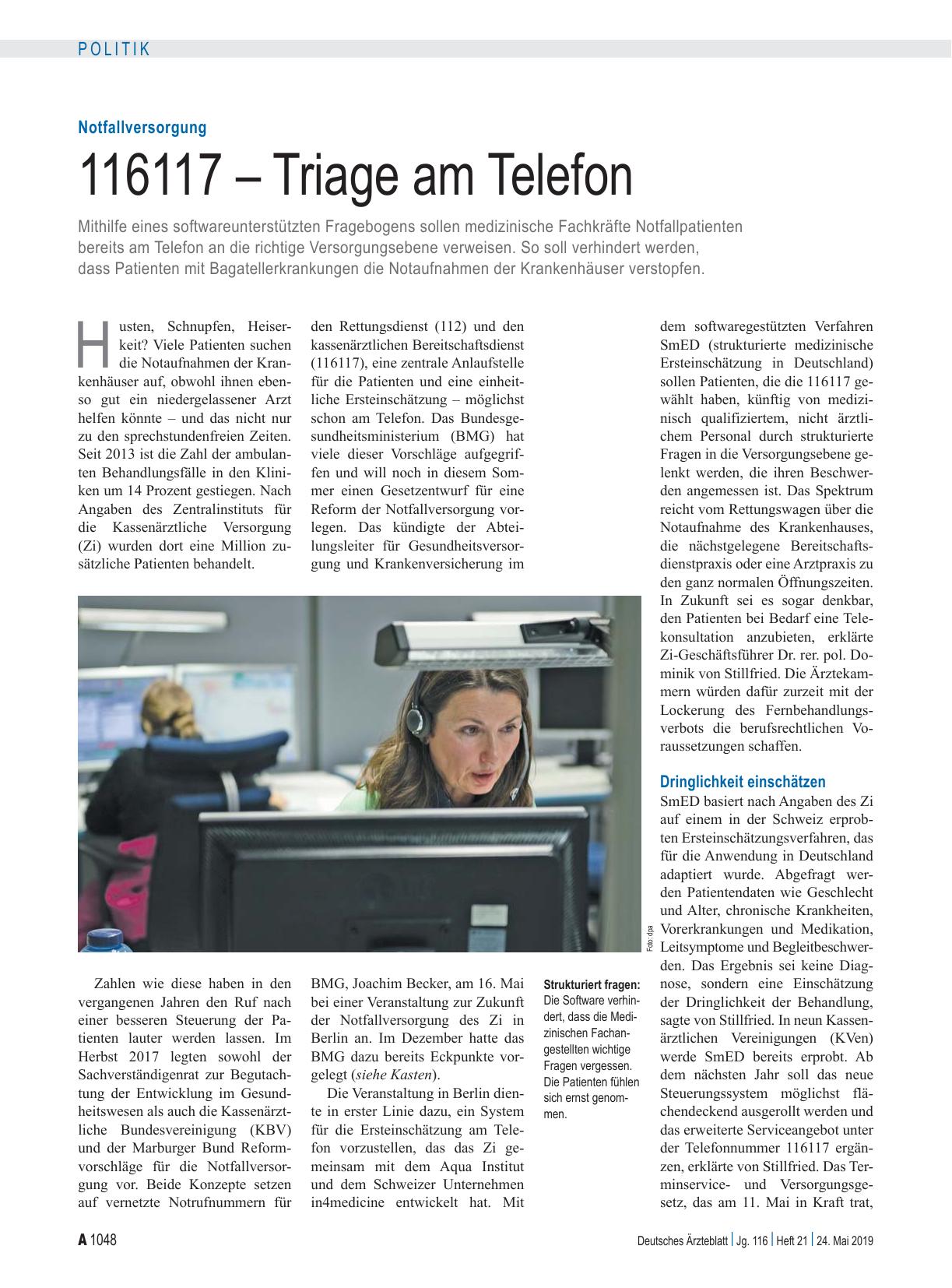 Vorschauseite 1: Notfallversorgung: 116117 – Triage am Telefon