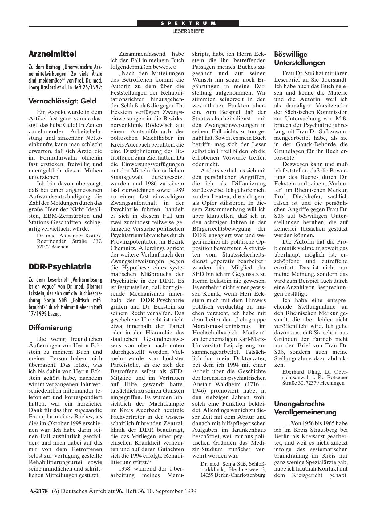 Vorschauseite 1: DDR-Psychiatrie: Diffamierung