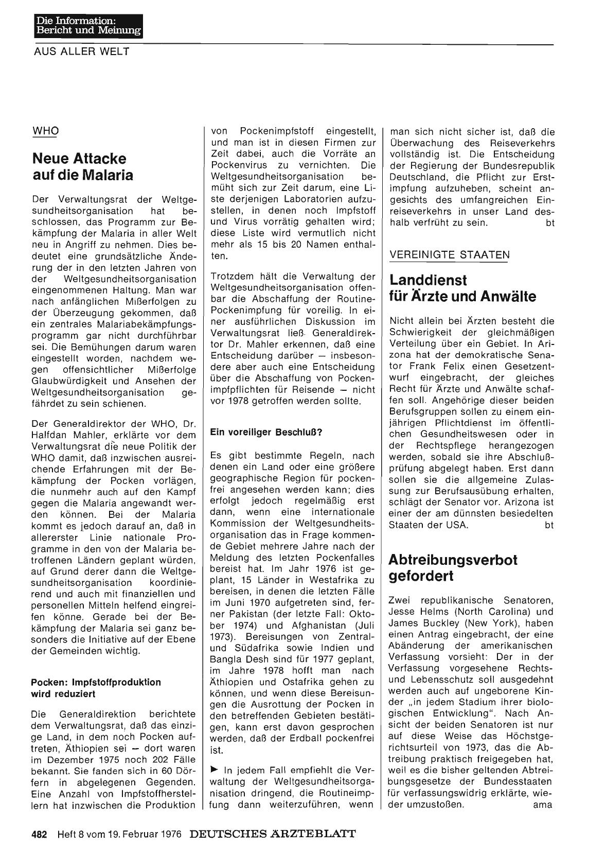Vorschauseite 1: WHO: Neue Attacke auf die Malaria