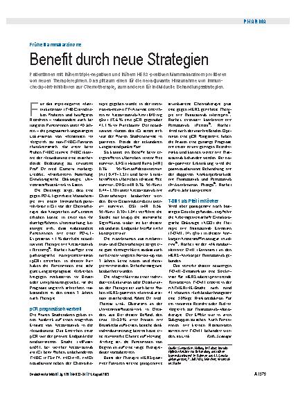 Vorschauseite 1: Frühe Mammakarzinome: Benefit durch neue Strategien