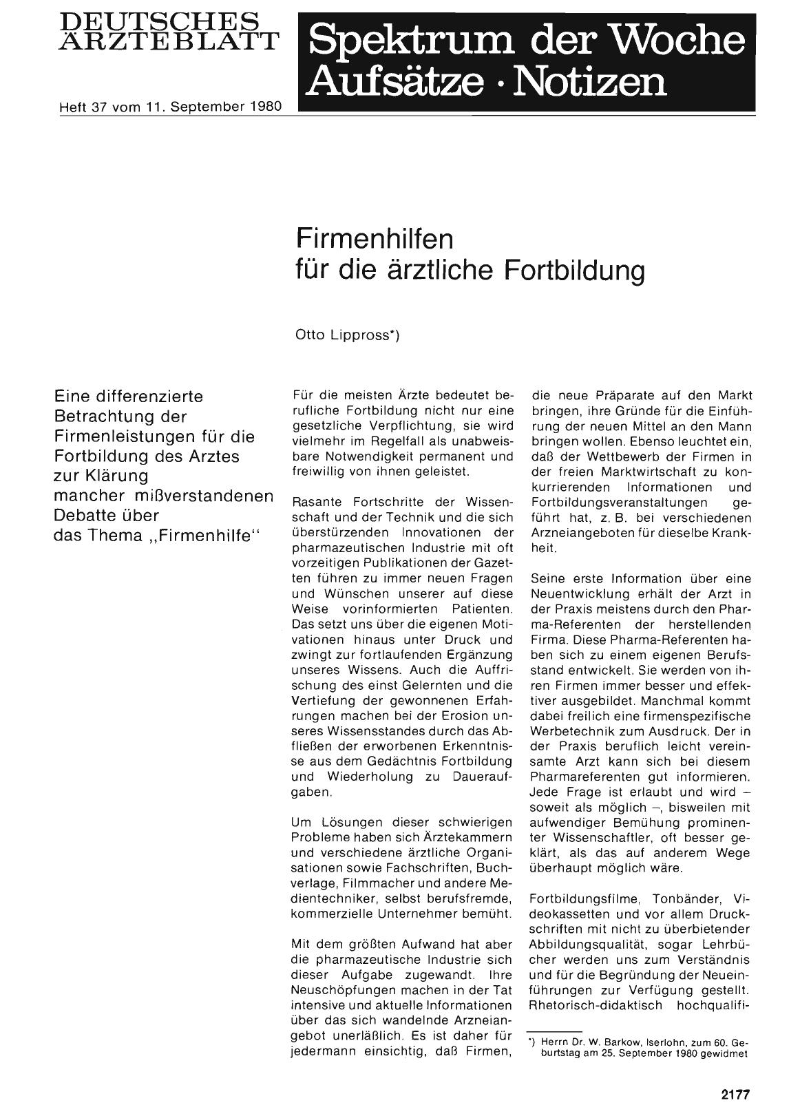 Vorschauseite 1: Firmenhilfen für die ärztliche Fortbildung