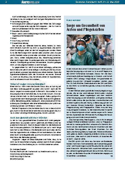 Vorschauseite 1: Sorge um Gesundheit von Ärzten und Pflegekräften
