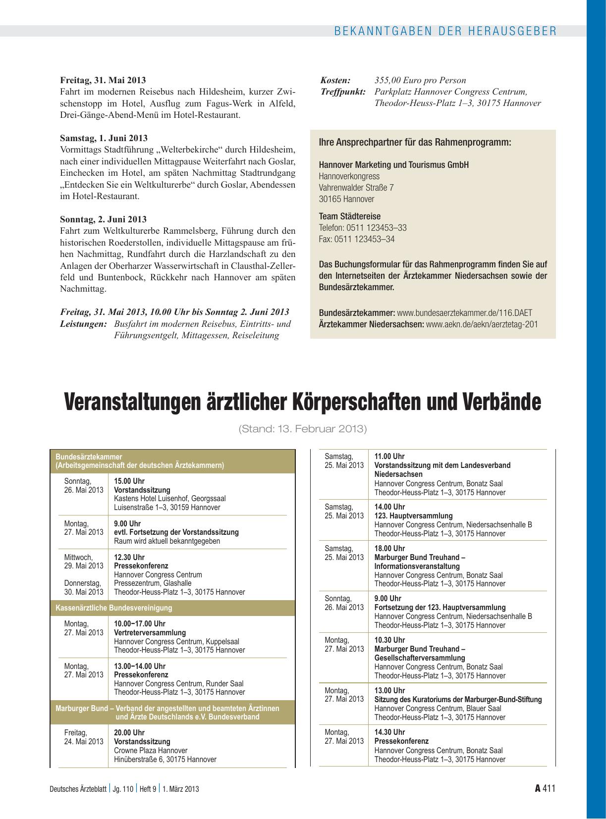 Vorschauseite 1: Veranstaltungen ärztlicher Körperschaften und Verbände