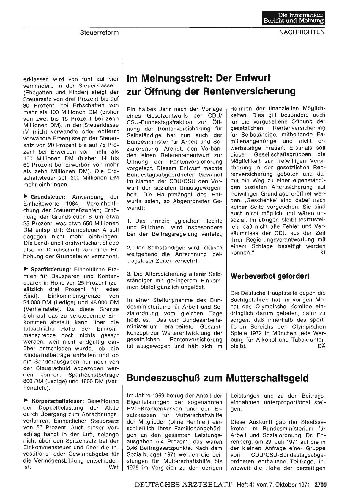 Vorschauseite 1: Im Meinungsstreit: Der Entwurf zur Öffnung der Rentenversicherung