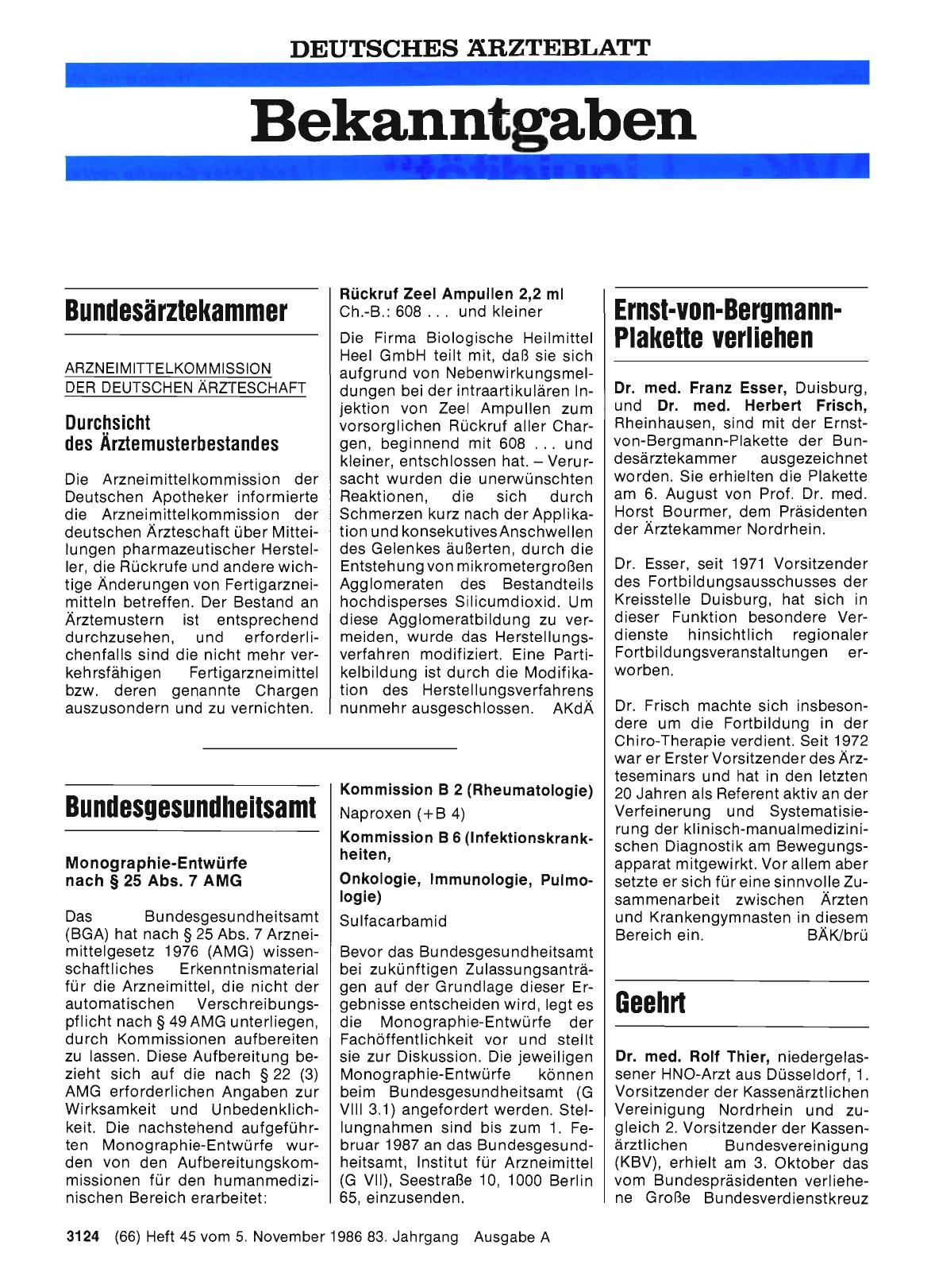 Vorschauseite 1: Ernst-von-Bergmann-Plakette verliehen