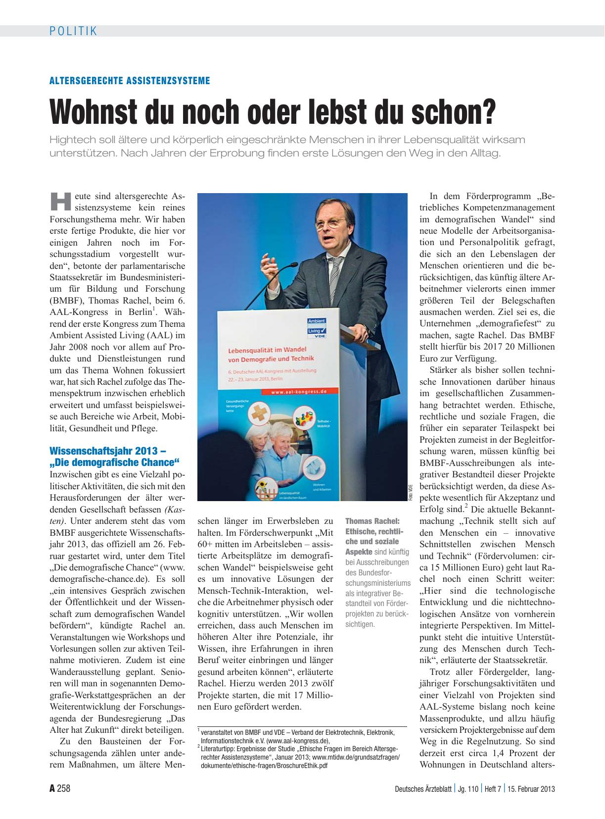 Vorschauseite 1: Altersgerechte Assistenzsysteme: Wohnst du noch oder lebst du schon?