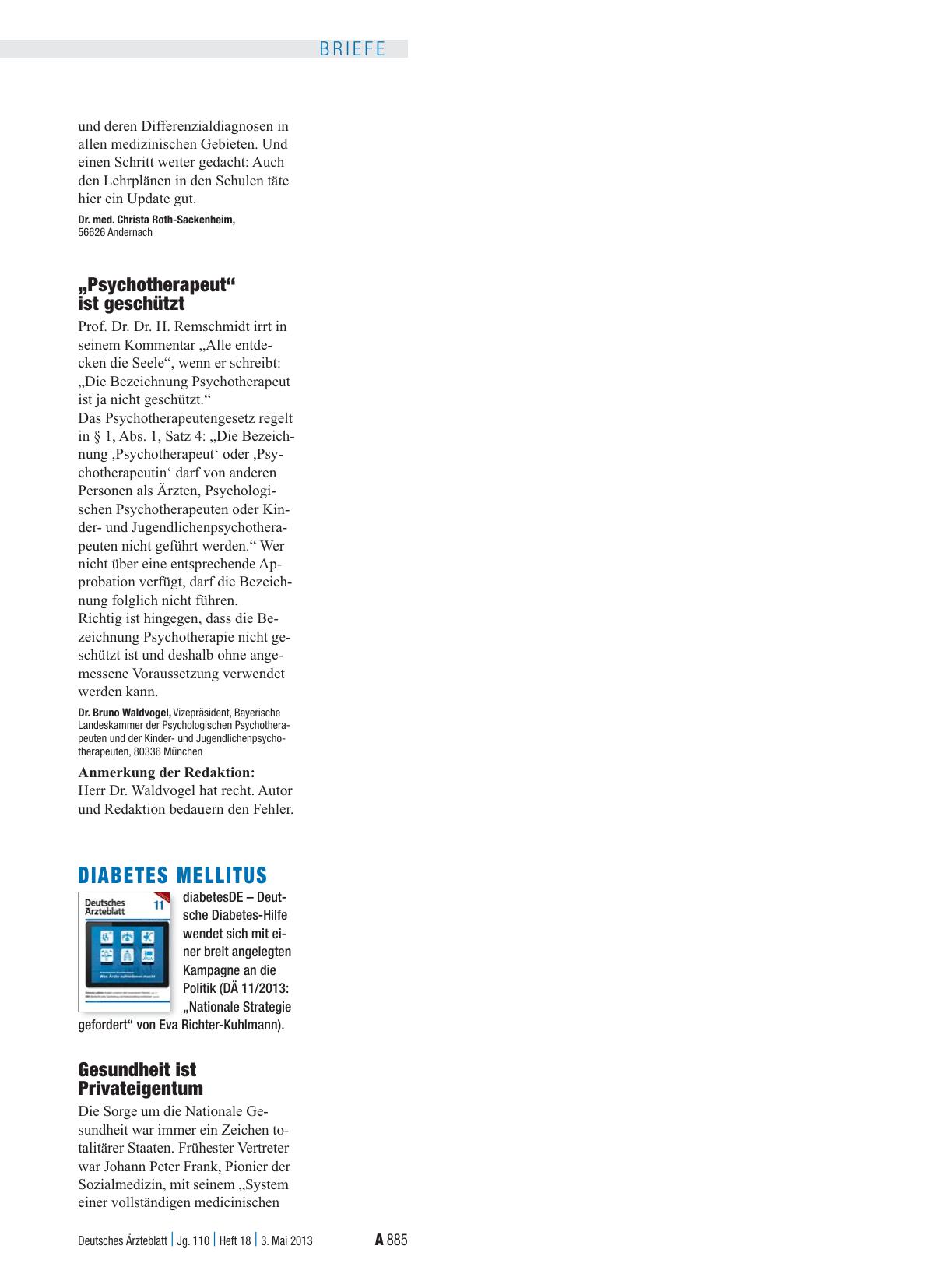 Vorschauseite 1: Diabetes mellitus: Gesundheit ist Privateigentum