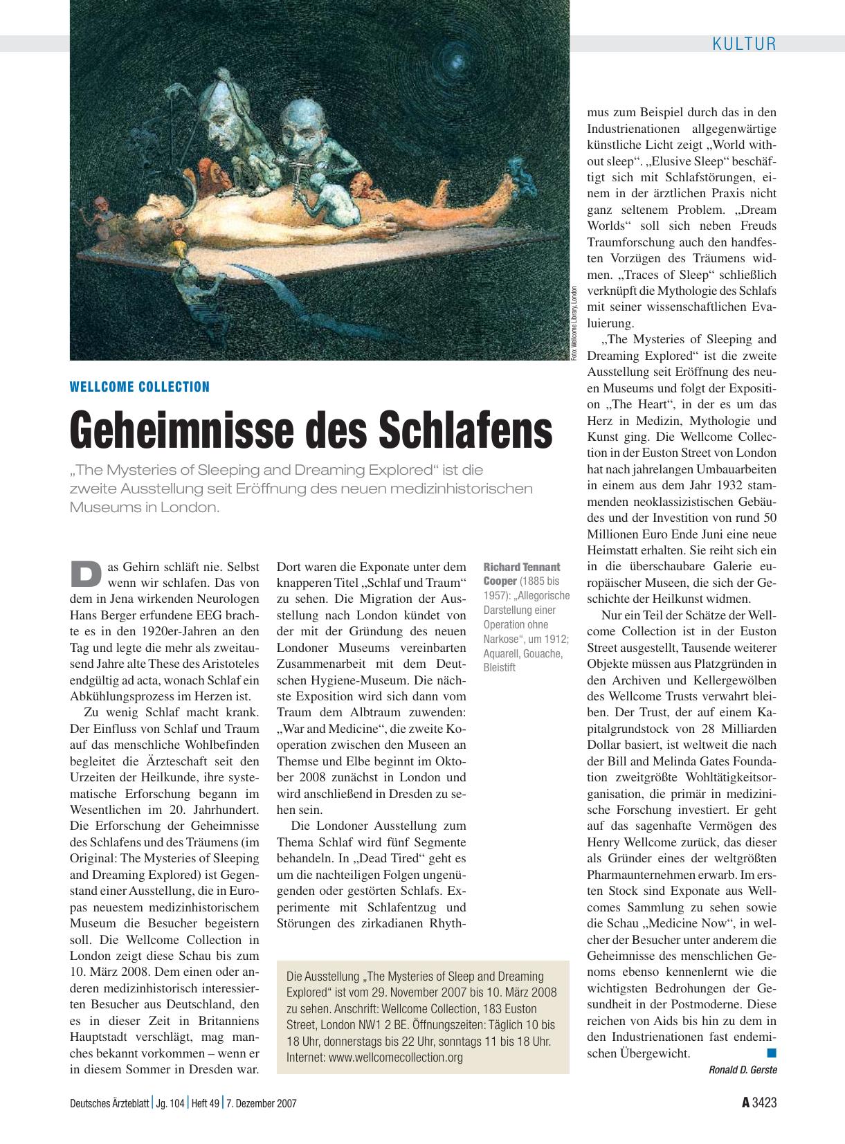 Vorschauseite 1: Wellcome Collection: Geheimnisse des Schlafens